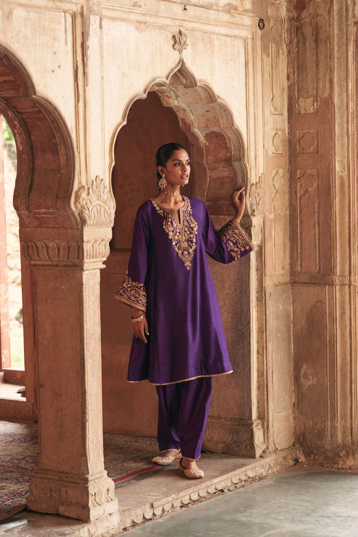 Marwa - Deep Purple Short Chauga With Salwar