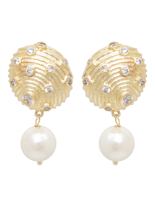 STUDDED PEARL DOME EARRINGS