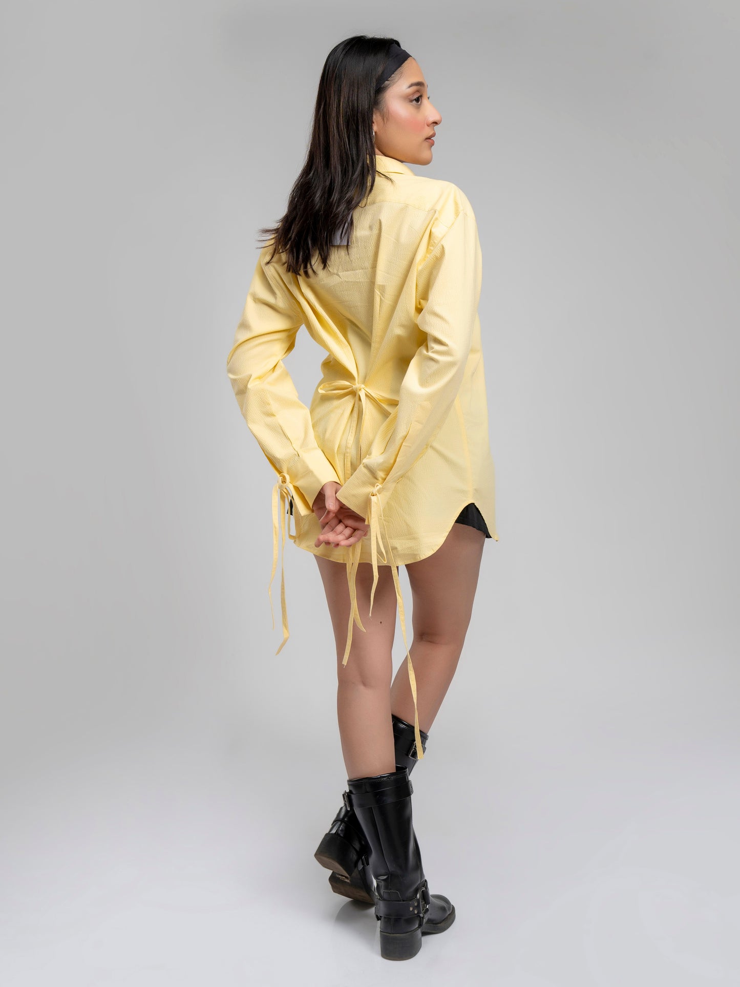 Textured butter yellow shirt