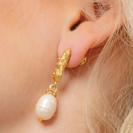 Granulated Pearl Drop Earrings