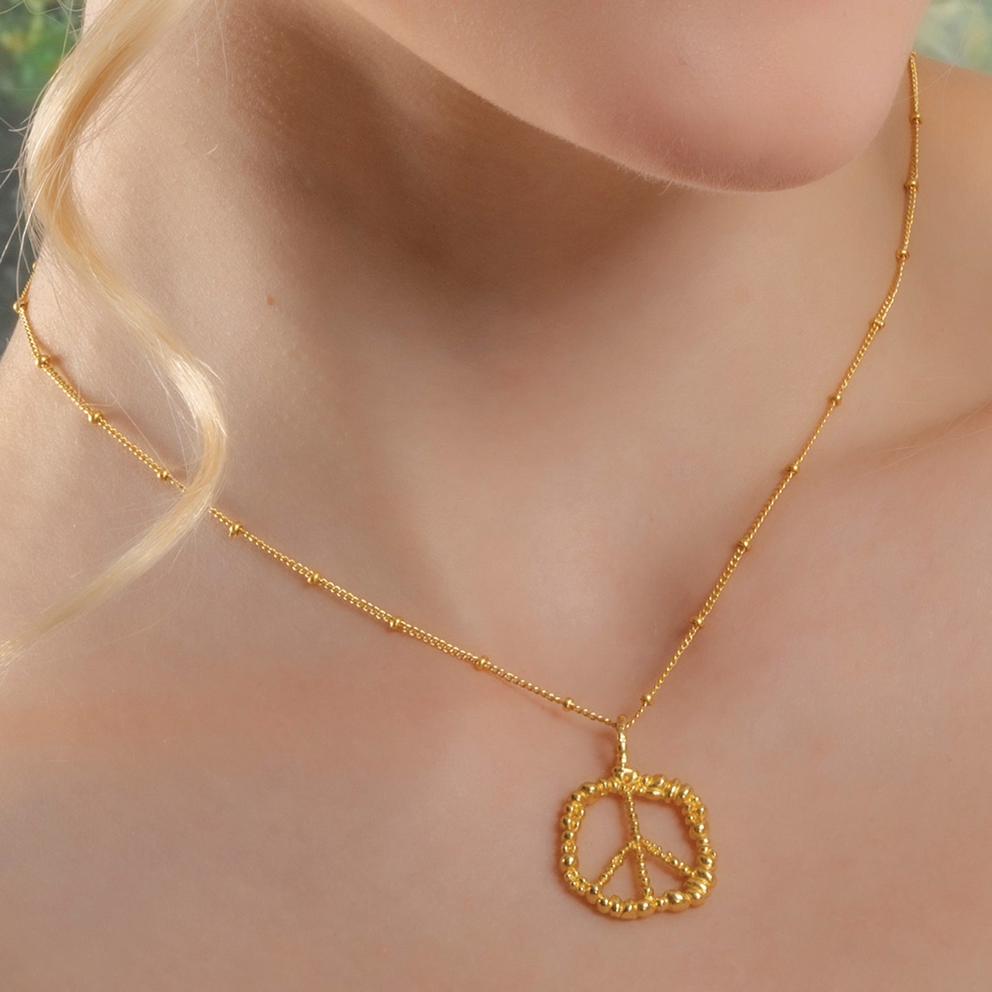 Granulated Peace Charm Necklace