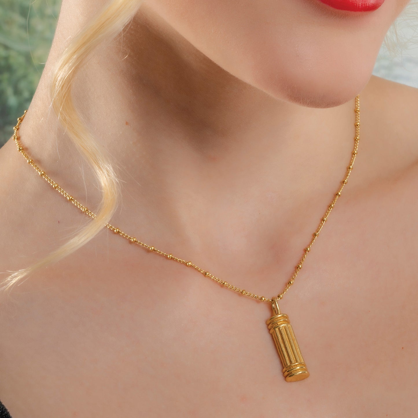 Tiny Pillar Charm Necklace