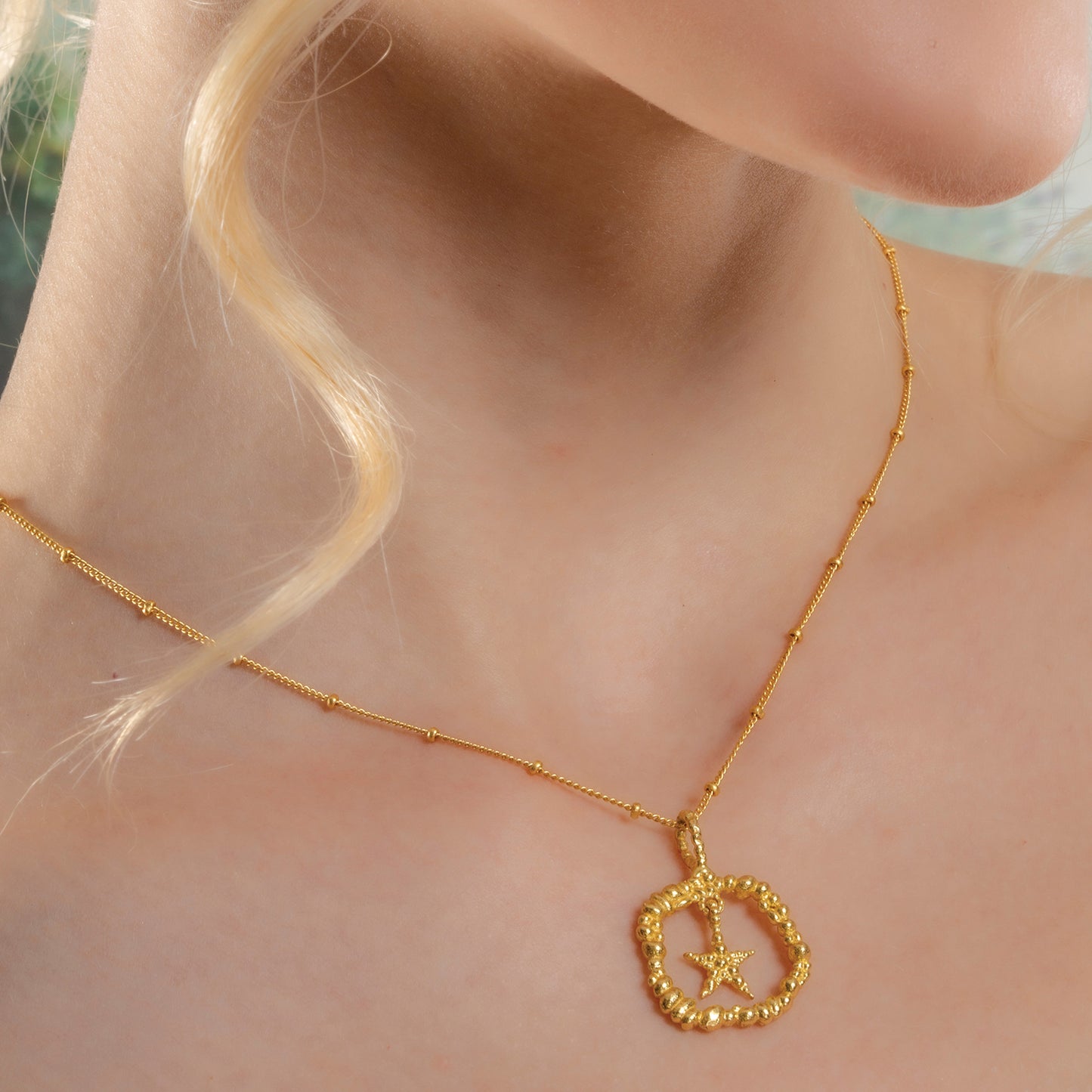 Granulated Star Charm Necklace