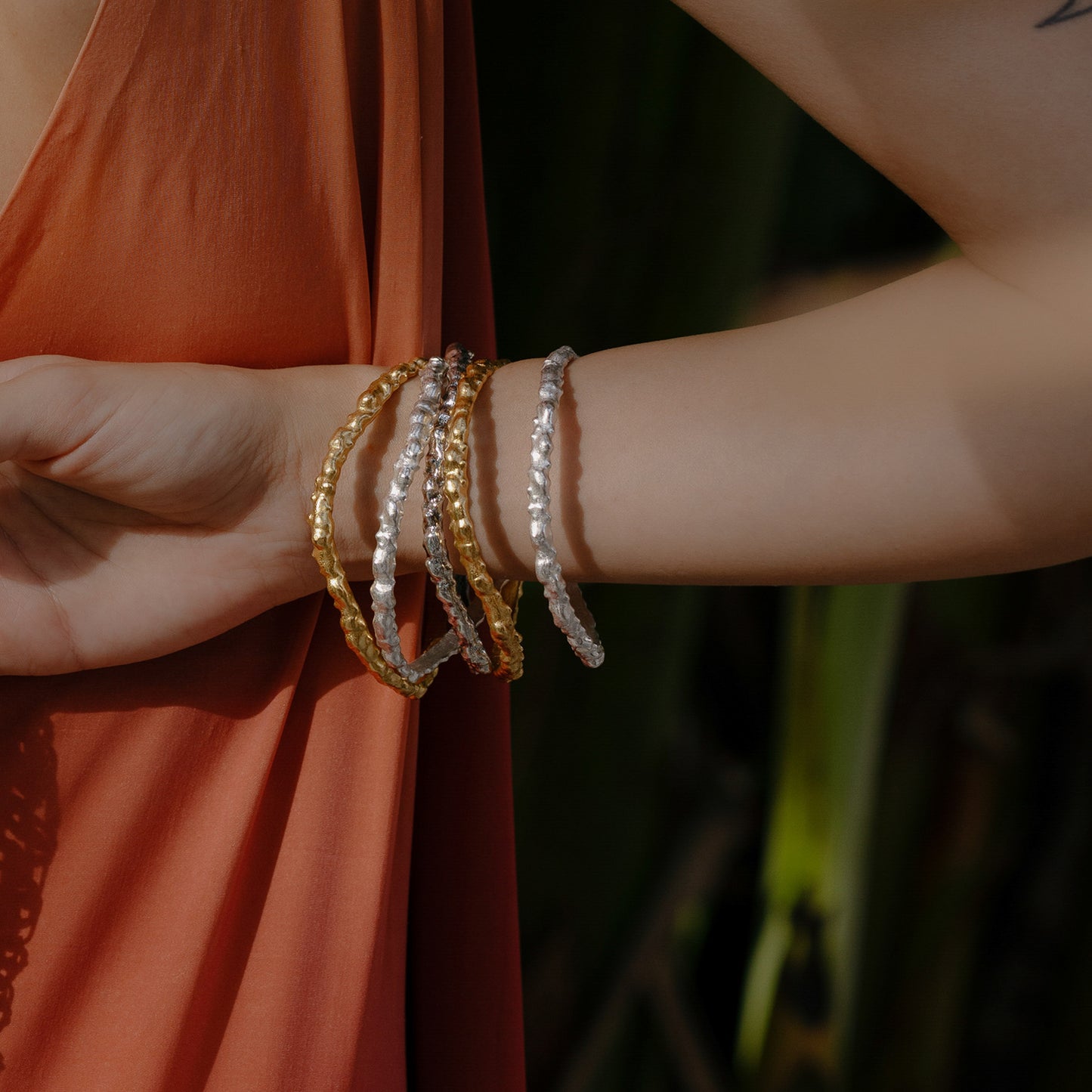 Rugged Texture Oxidized Finish Bangle