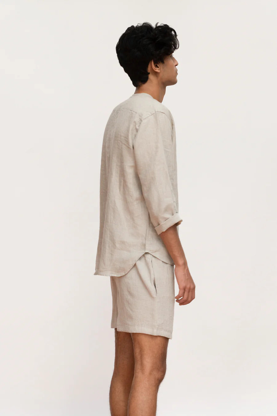 Undyed Linen Men’s Shorts Set