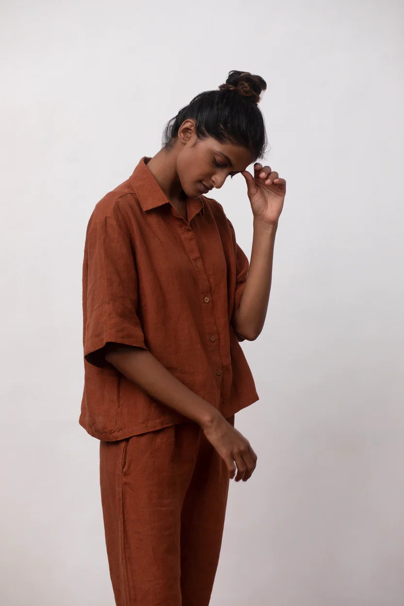 Cinnamon Linen Pyjama Set