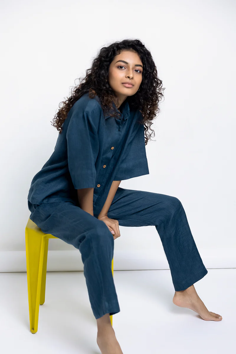 Indigo Linen Women's Pyjama Set