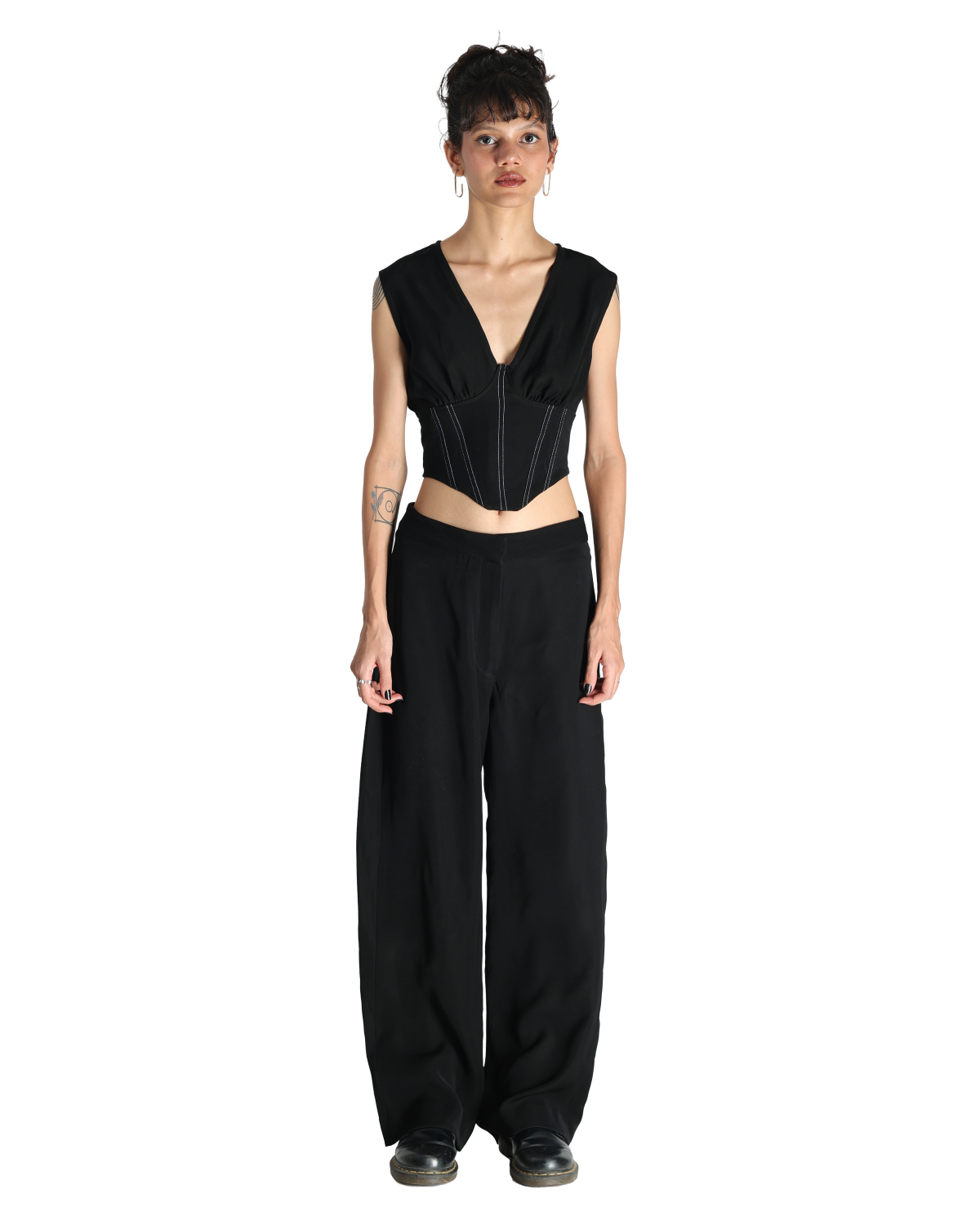 Affair Corset With High Waisted Pants - Black