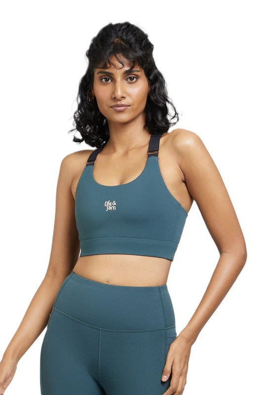 Adjustable Straps Sports Bra - Jungle Green