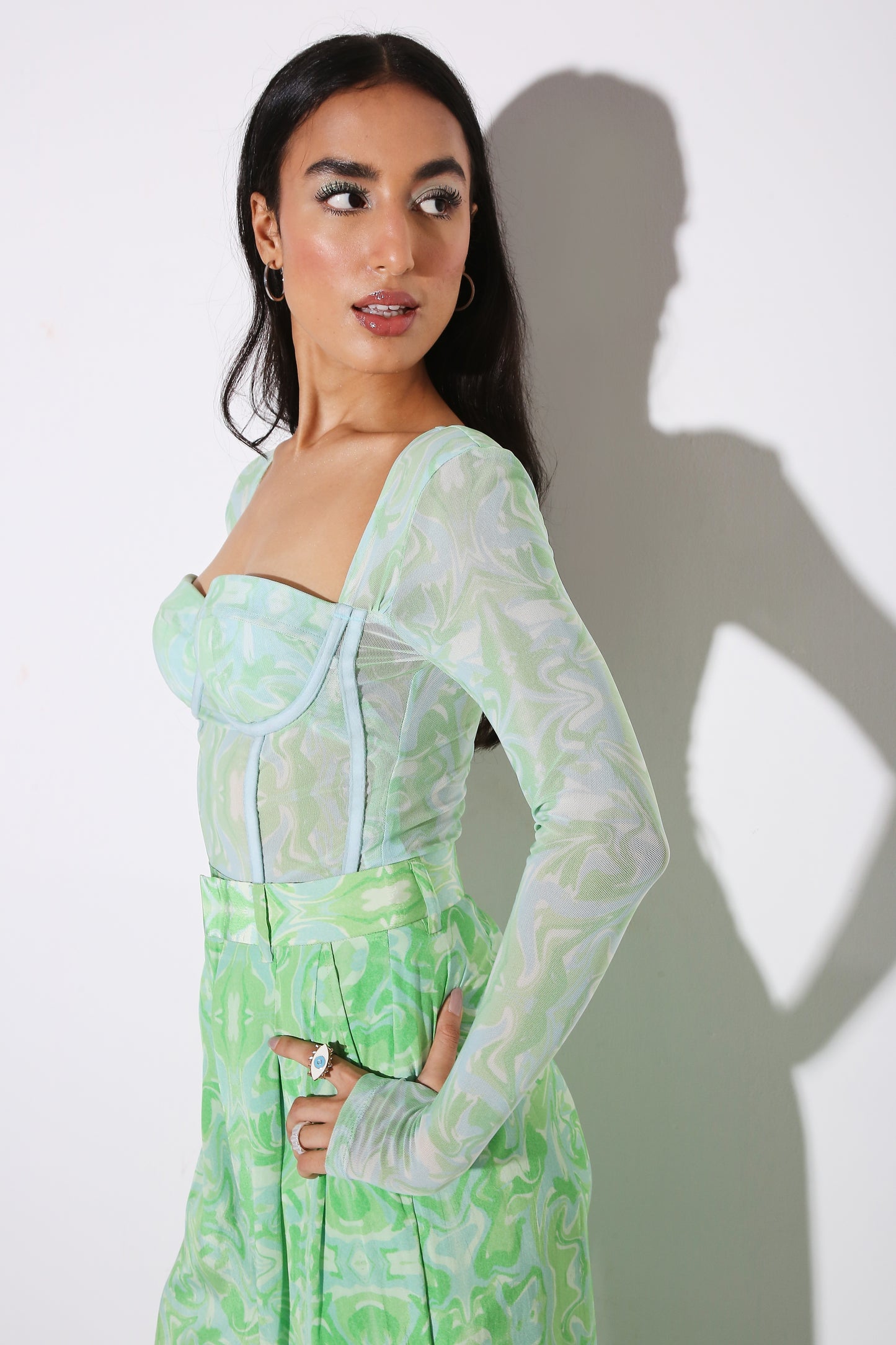 Bougiesuit - Corset Bodysuit - Green Marble