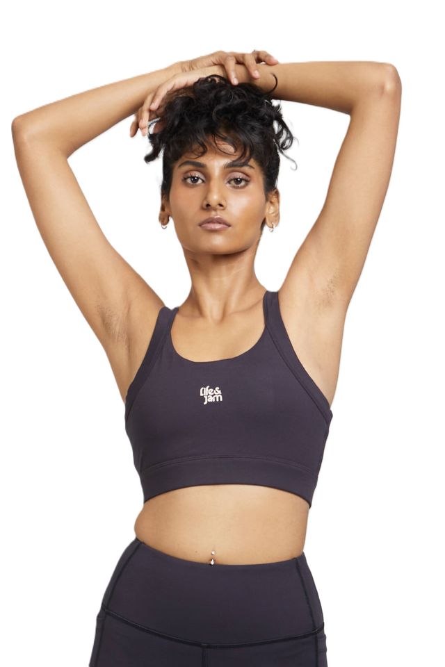 Back Hooks Freedom Sports Bra -Charcoal