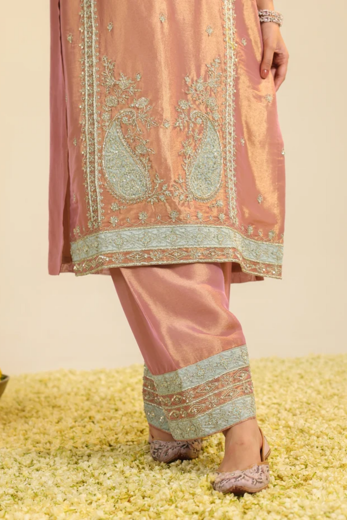 Pink Lamhe Tissue Kurta Set
