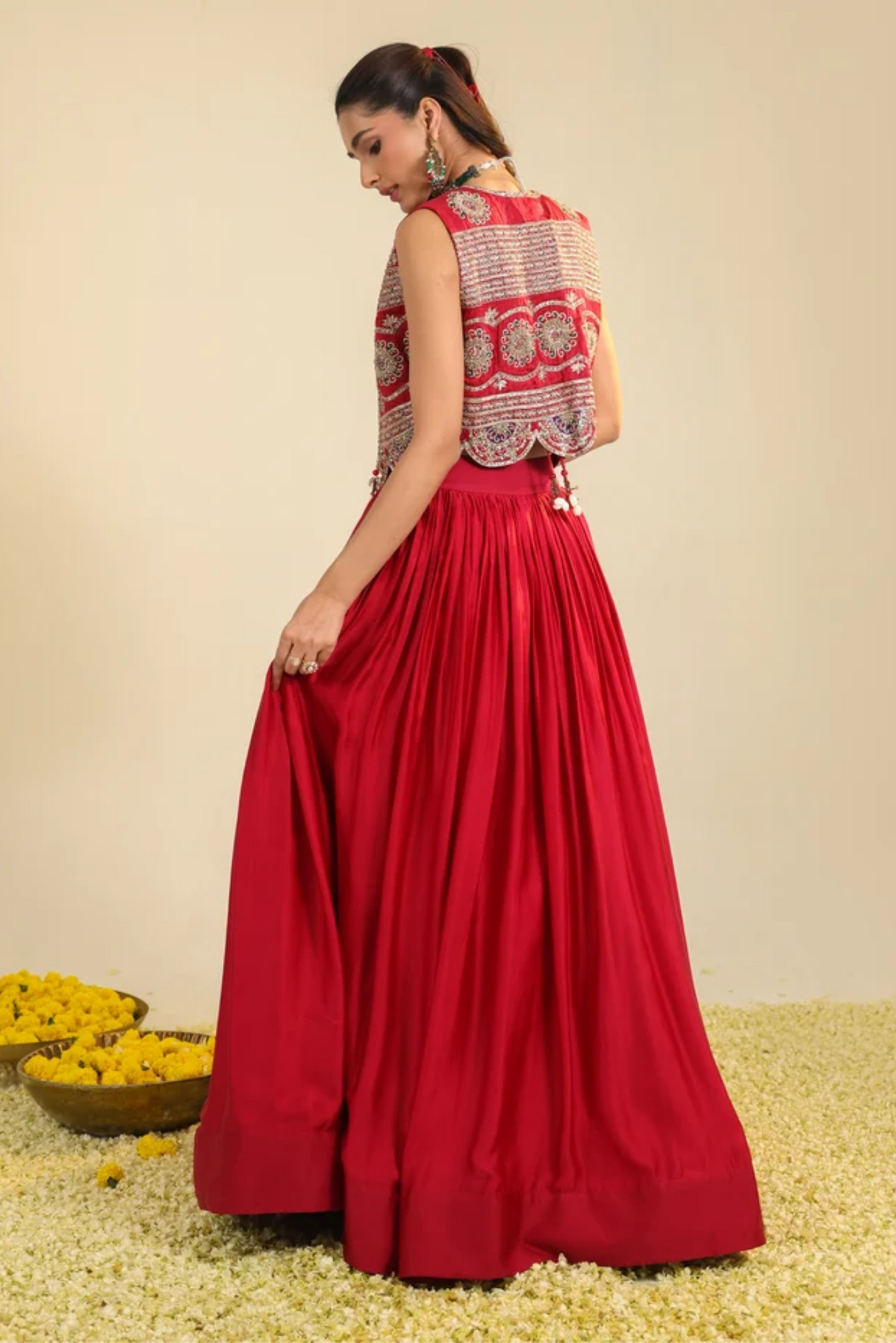 Deep Red Ira Lehenga Set