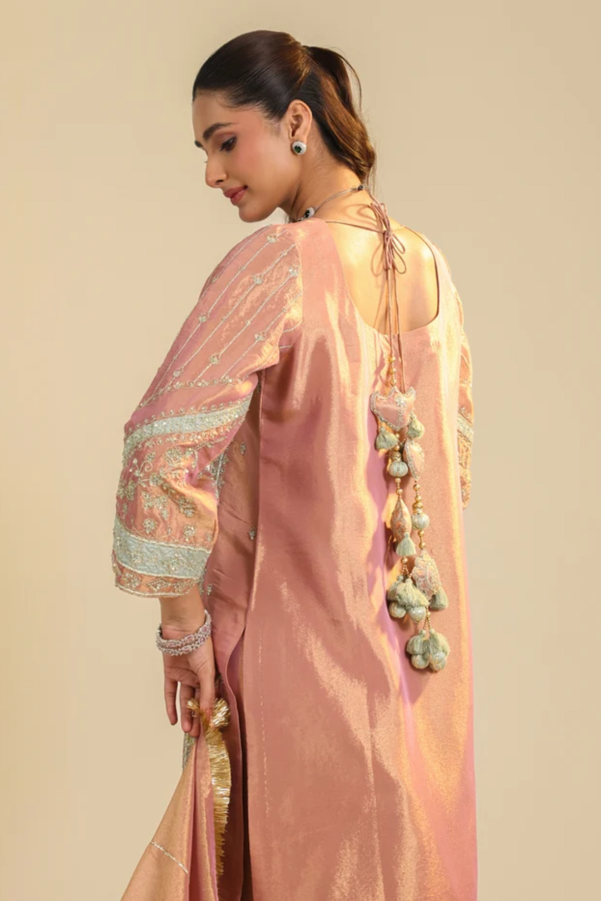 Pink Lamhe Tissue Kurta Set
