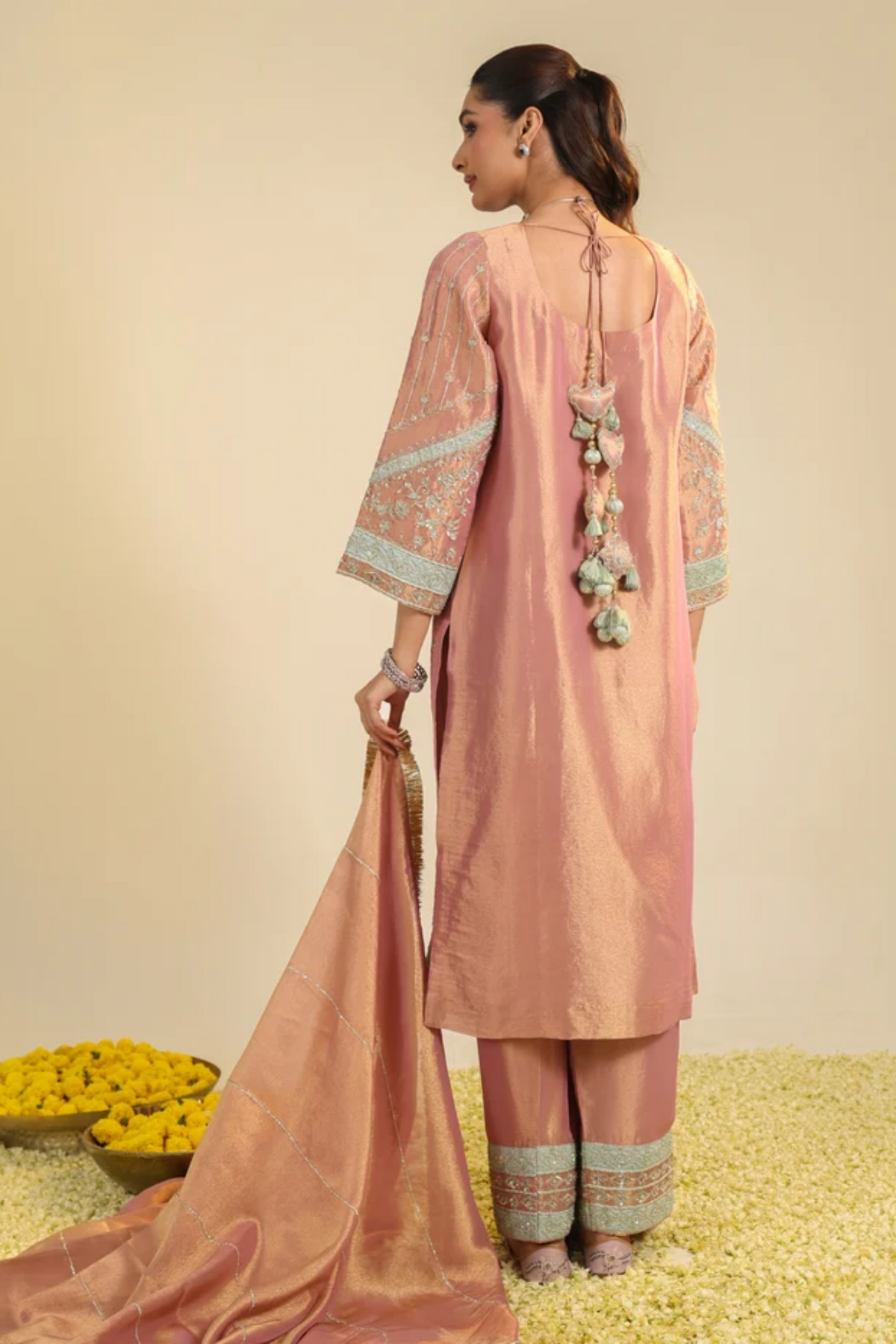 Pink Lamhe Tissue Kurta Set