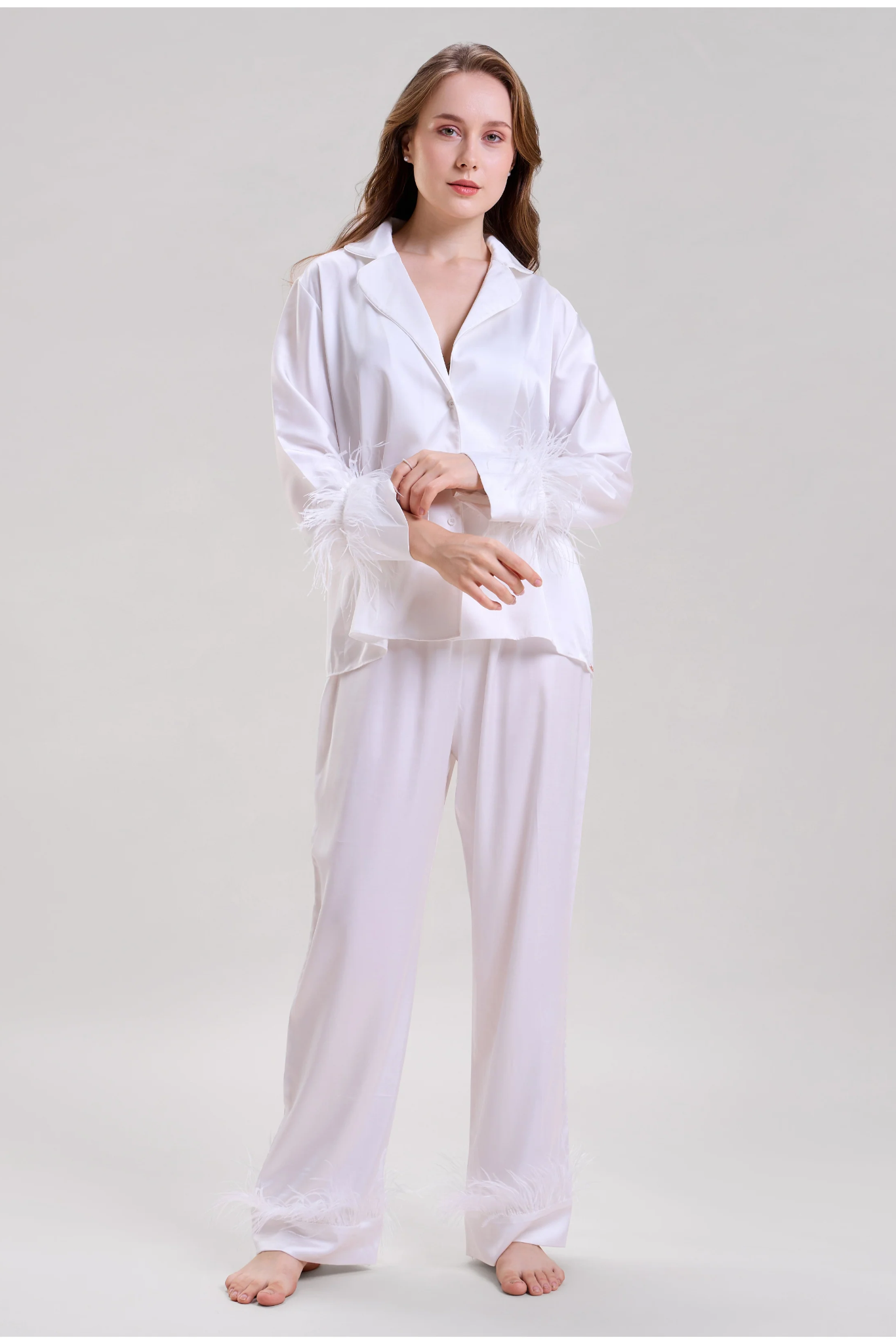 Pearl White Feather Nightsuit