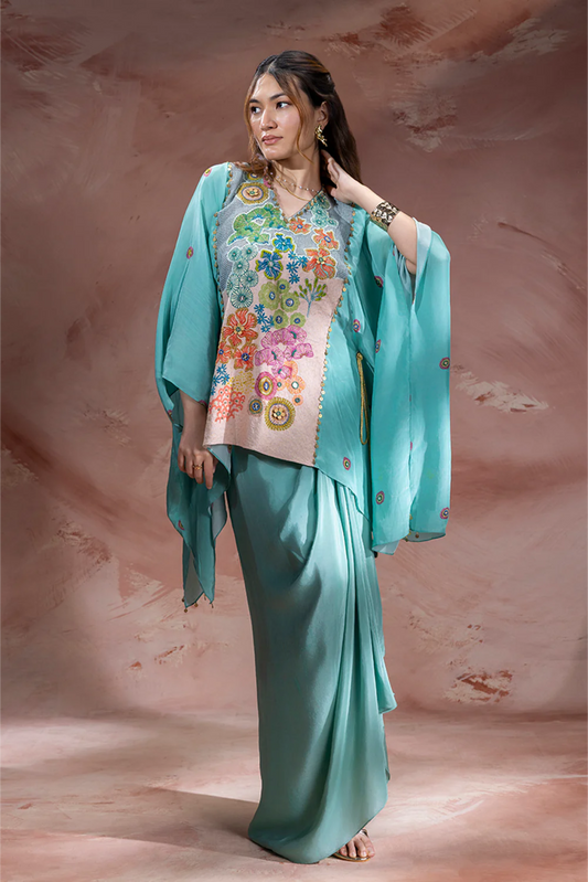 Kaia Embellished Drape Skirt Set