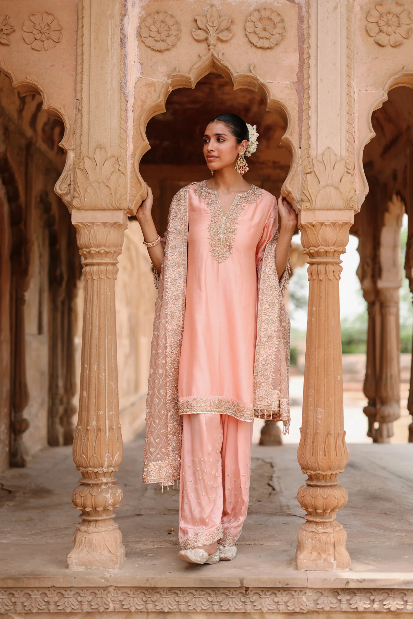 Maham - Pink Anarkali Set with Salwar & Dupatta