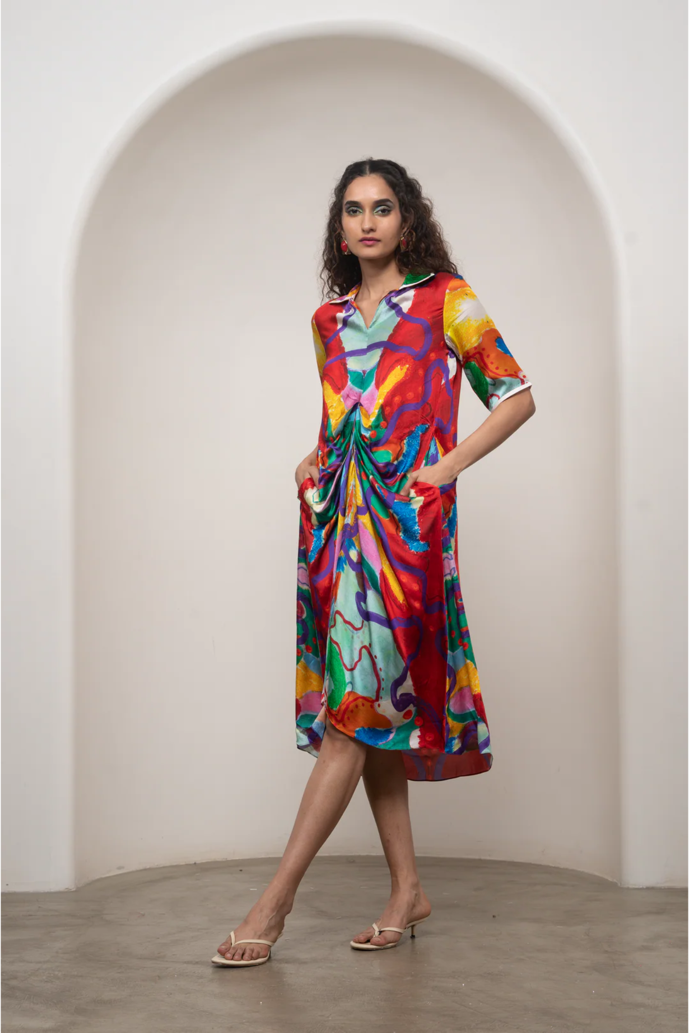 Alya Draped Shirt Dress