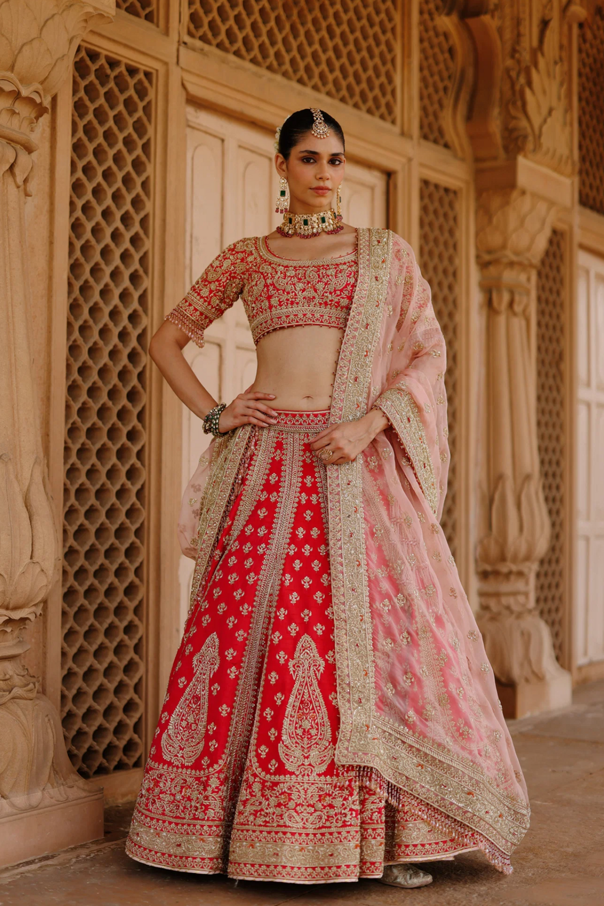 Nusrat Rani Hot Pink Lehenga With Blouse And Dupatta