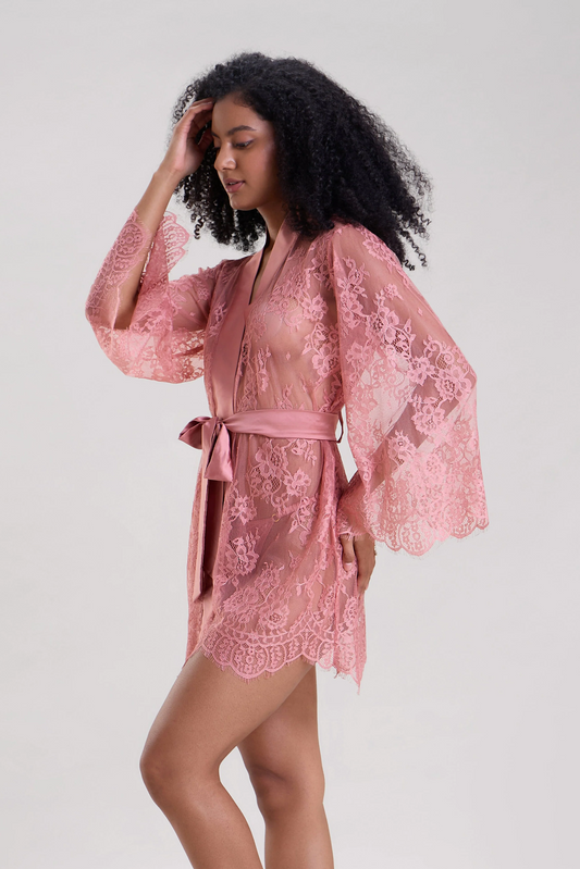 Blush Pink lace Robe