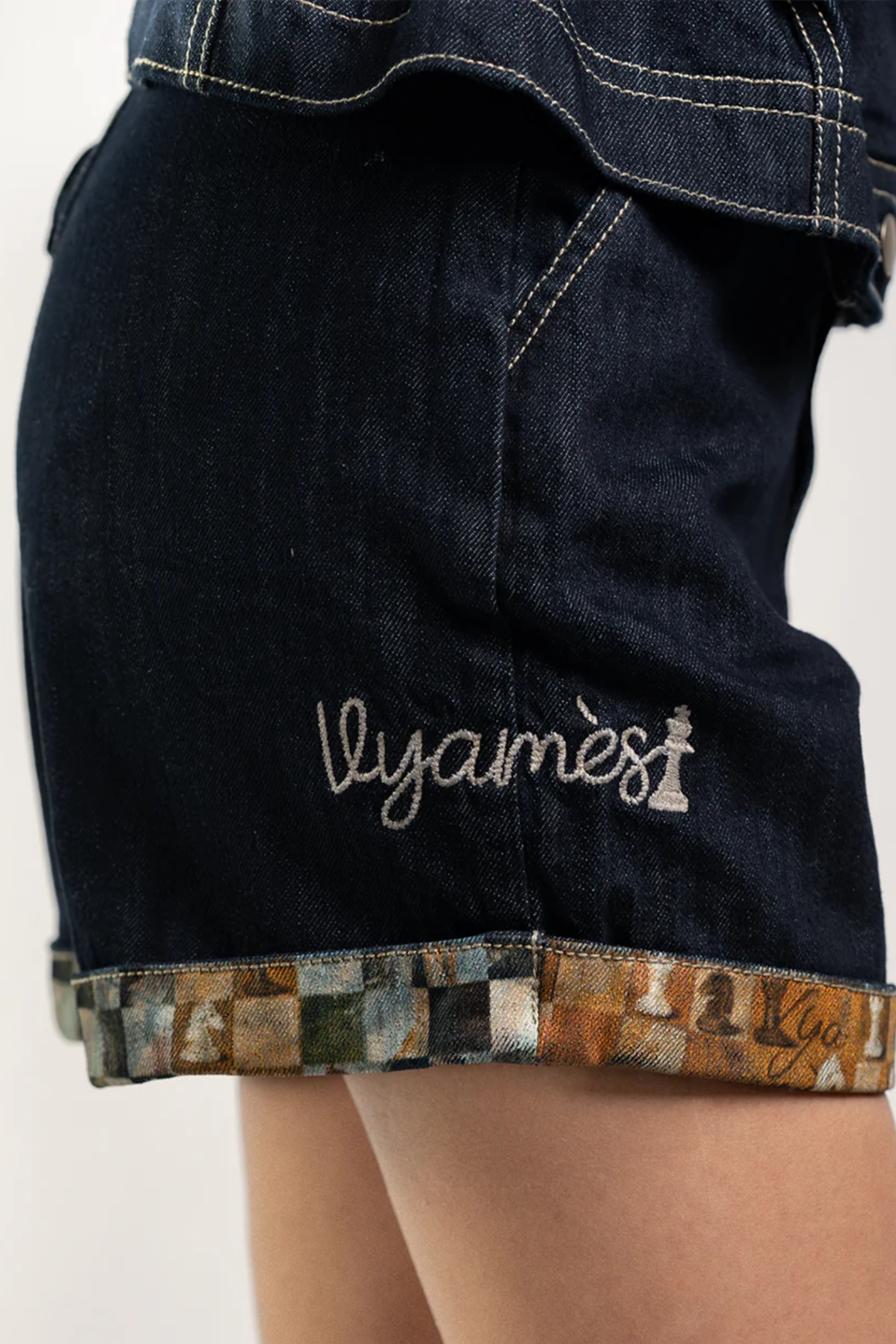 Modern chaupar high waisted denim shorts