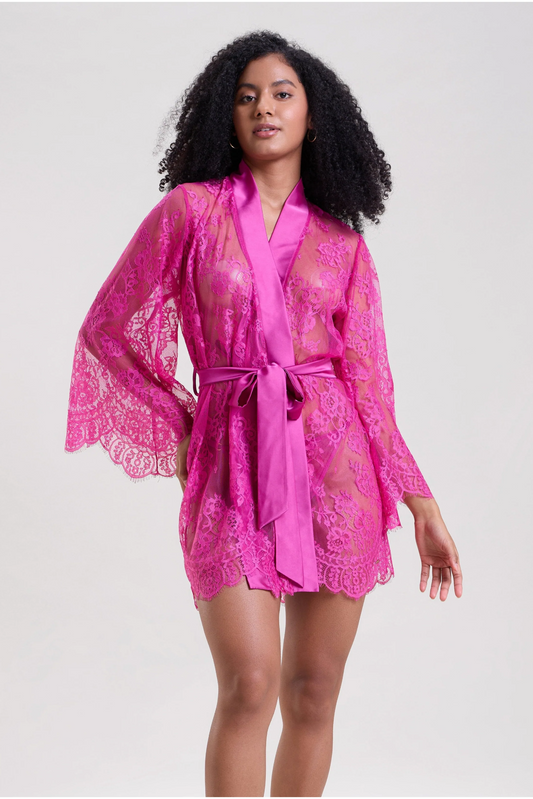 Fuchsia Lace Robe