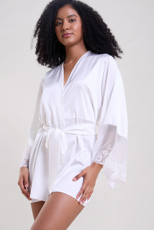 Lily Robe with Tulle Sleeves