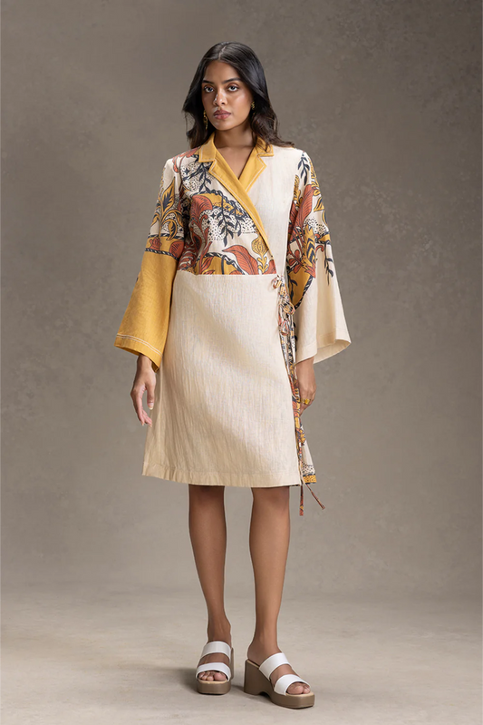 Kyomi Printed Overlap Dress