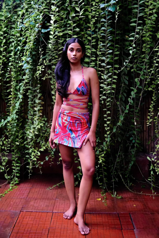 Coverall Swim Skirt - Cayenne Wave