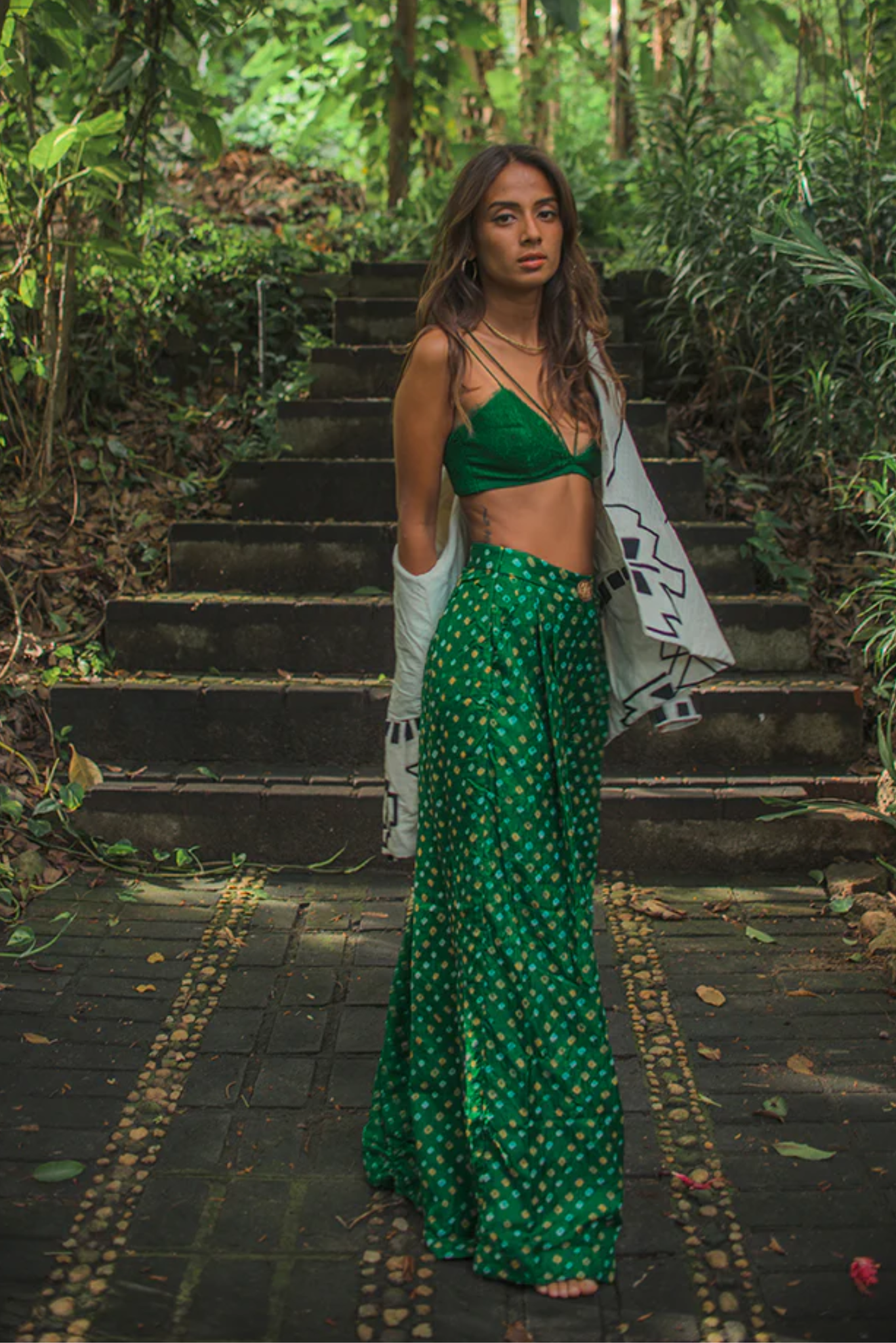 EMERALD BANDHINI SET, AZTEC JACKET