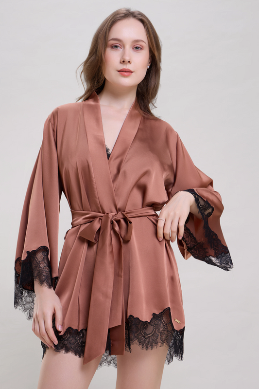 Bronze Lace & Satin Robe