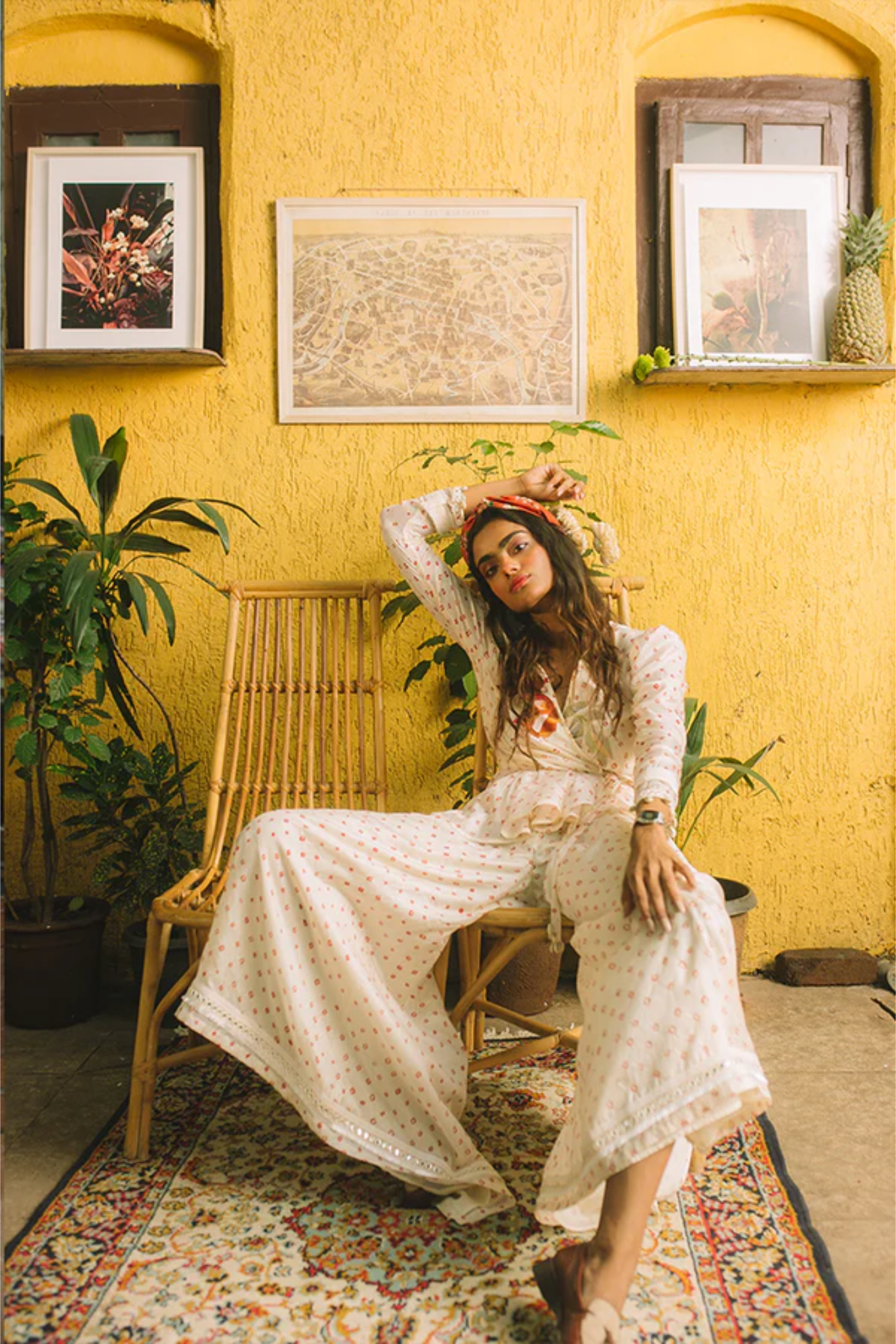 IVORY BANDHEJ WRAP CO - ORD SET