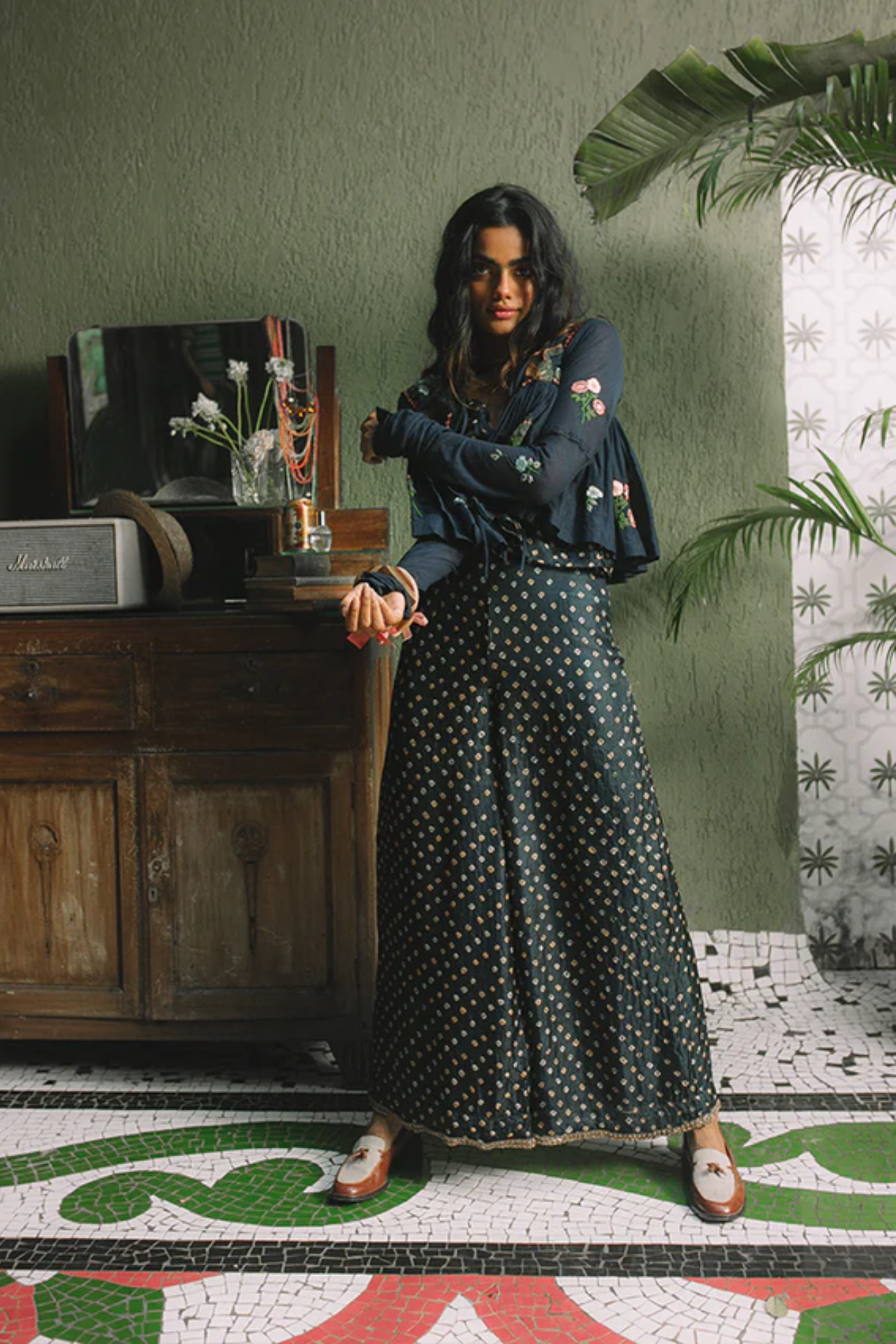 NAVY BANDHNI SET, MAL JACKET