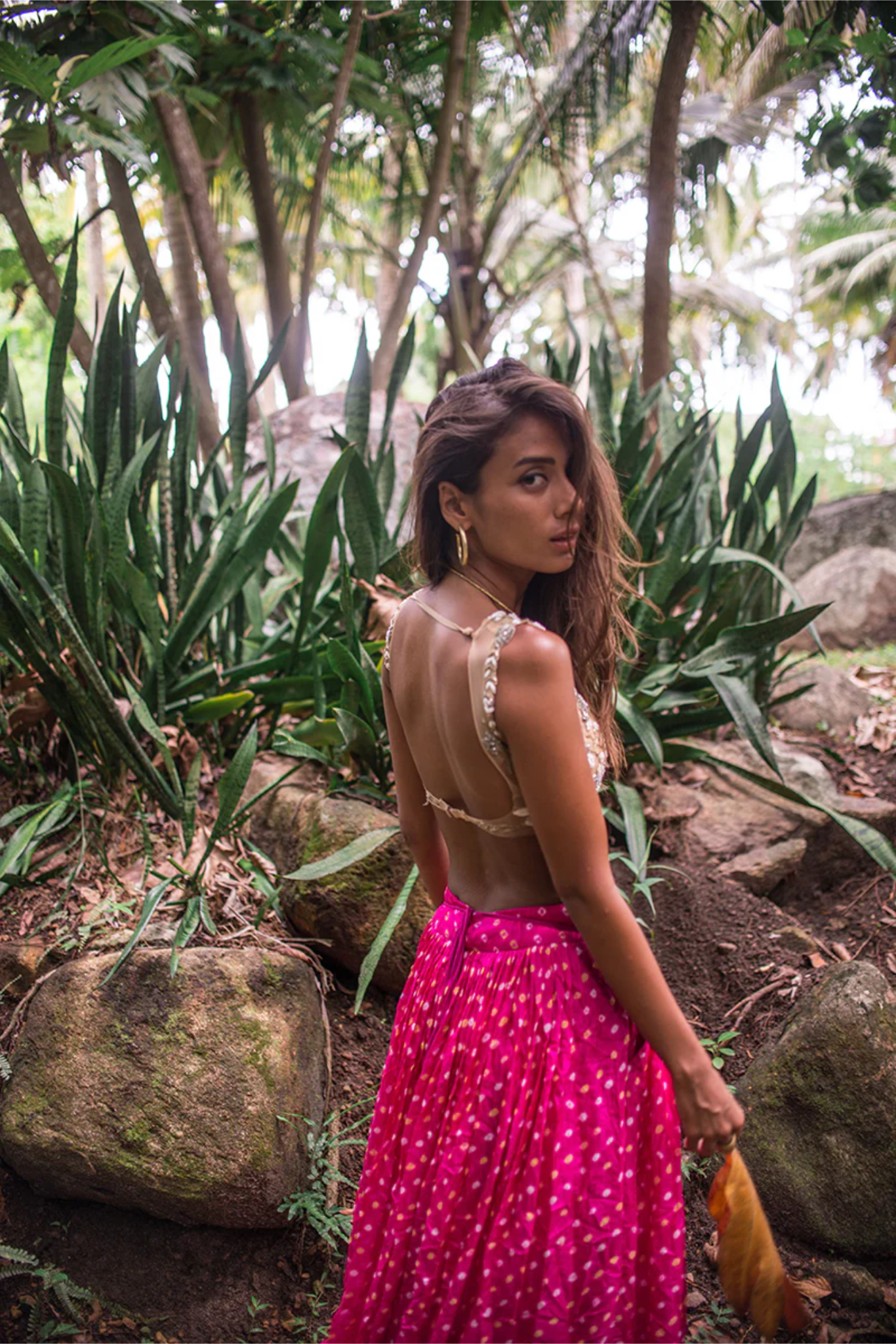 PINK BANDHINI, SLINKY NUDE BLOUSE