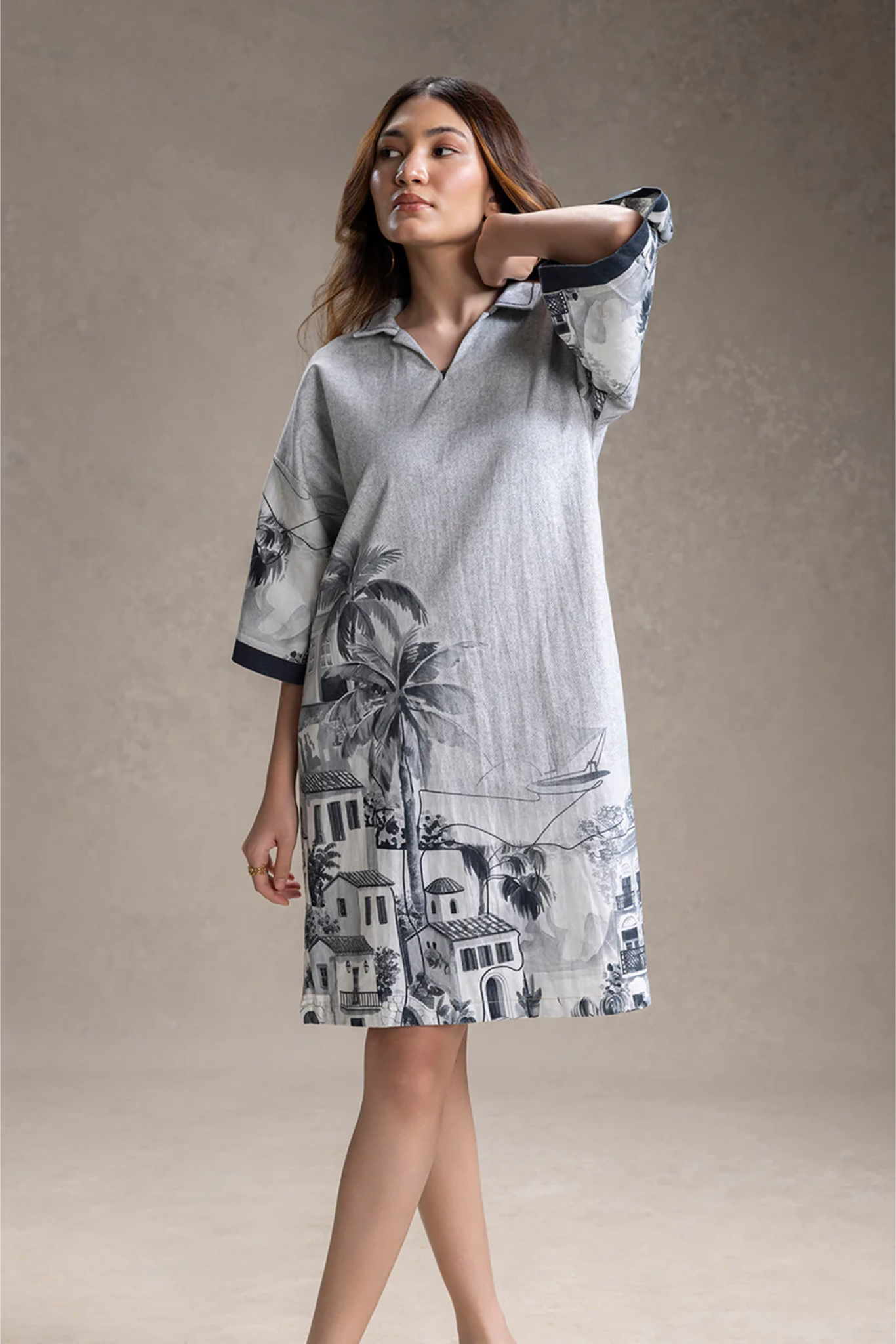 Reviera Printed Boxy Dress