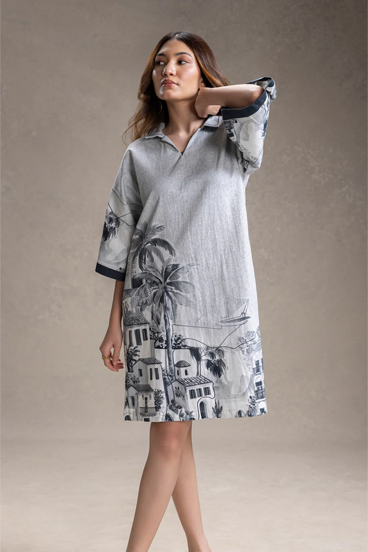 Reviera Printed Boxy Dress