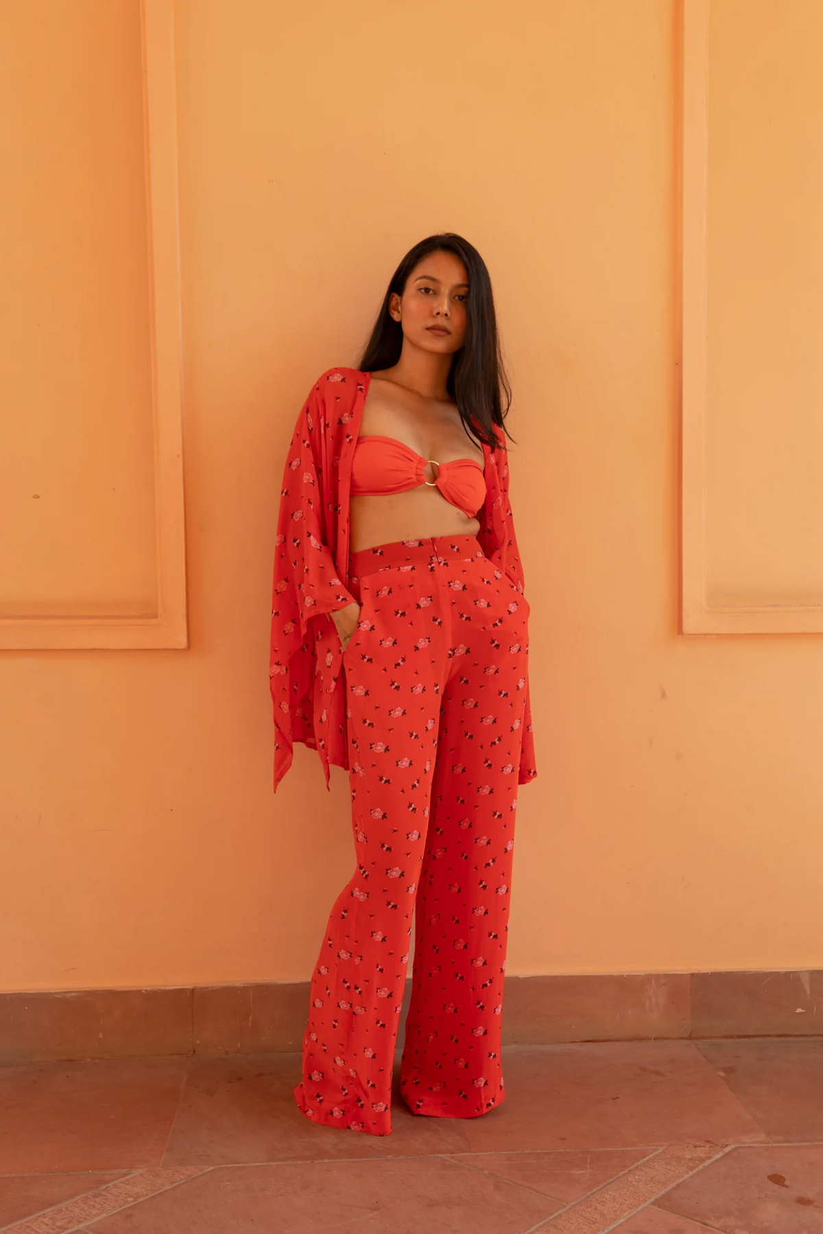Trousers with Pockets - Carnations