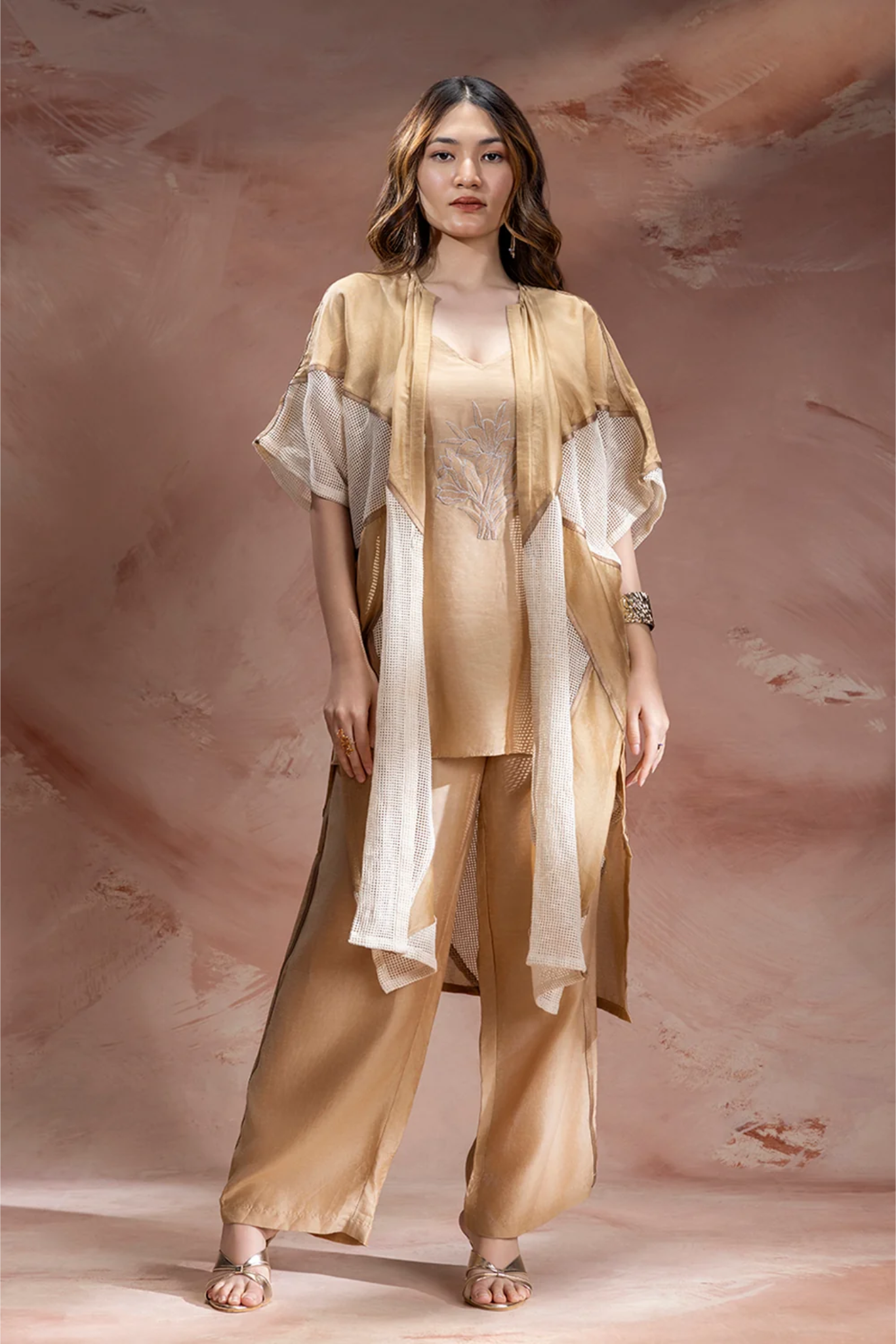 Zinnia Appliqué Jacket and Pants Set