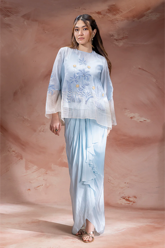 Alisa Embroidered Drape Skirt Set