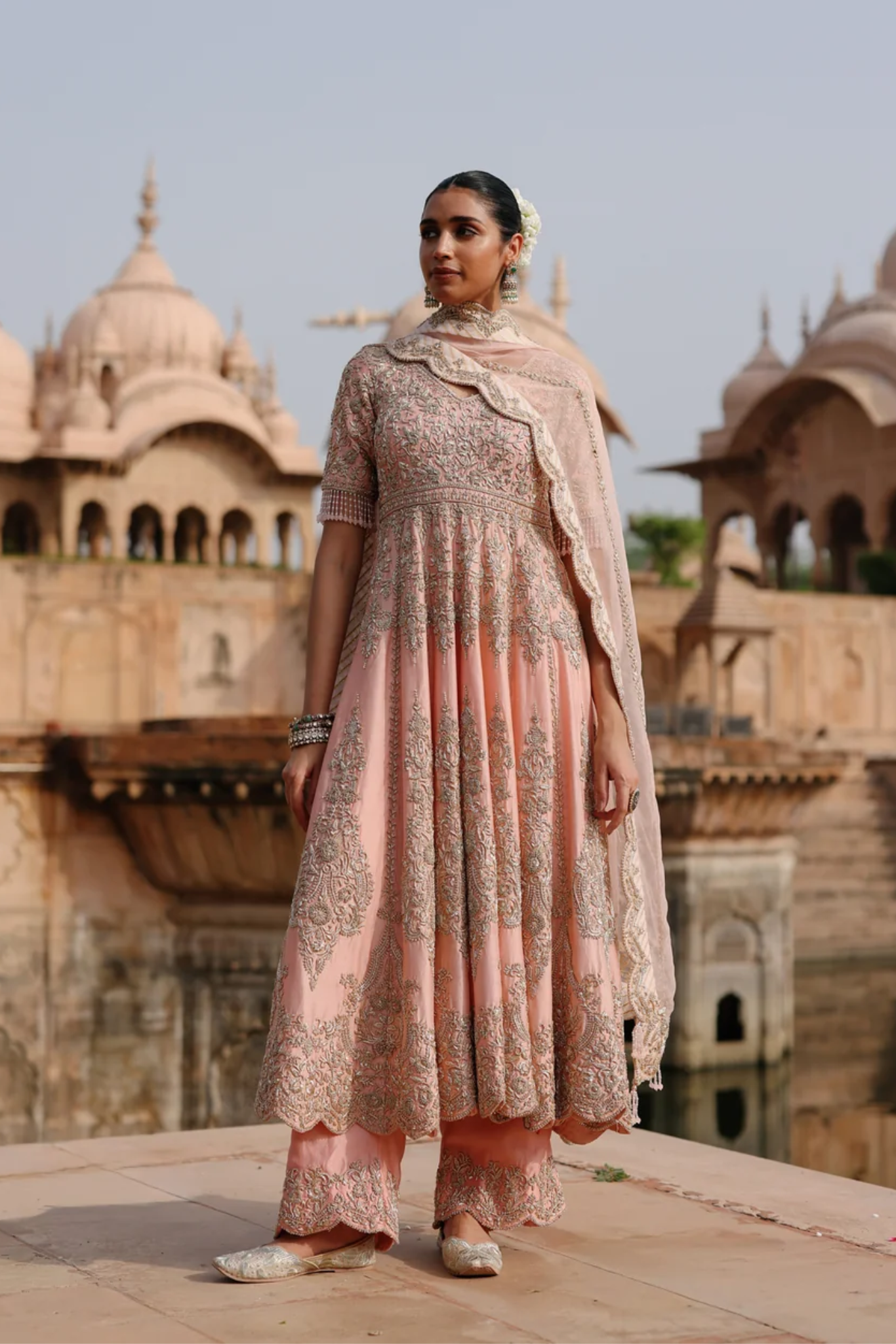 Mahrosh - Pink Kalidaar Anarkali Set With Palazzo & Dupatta