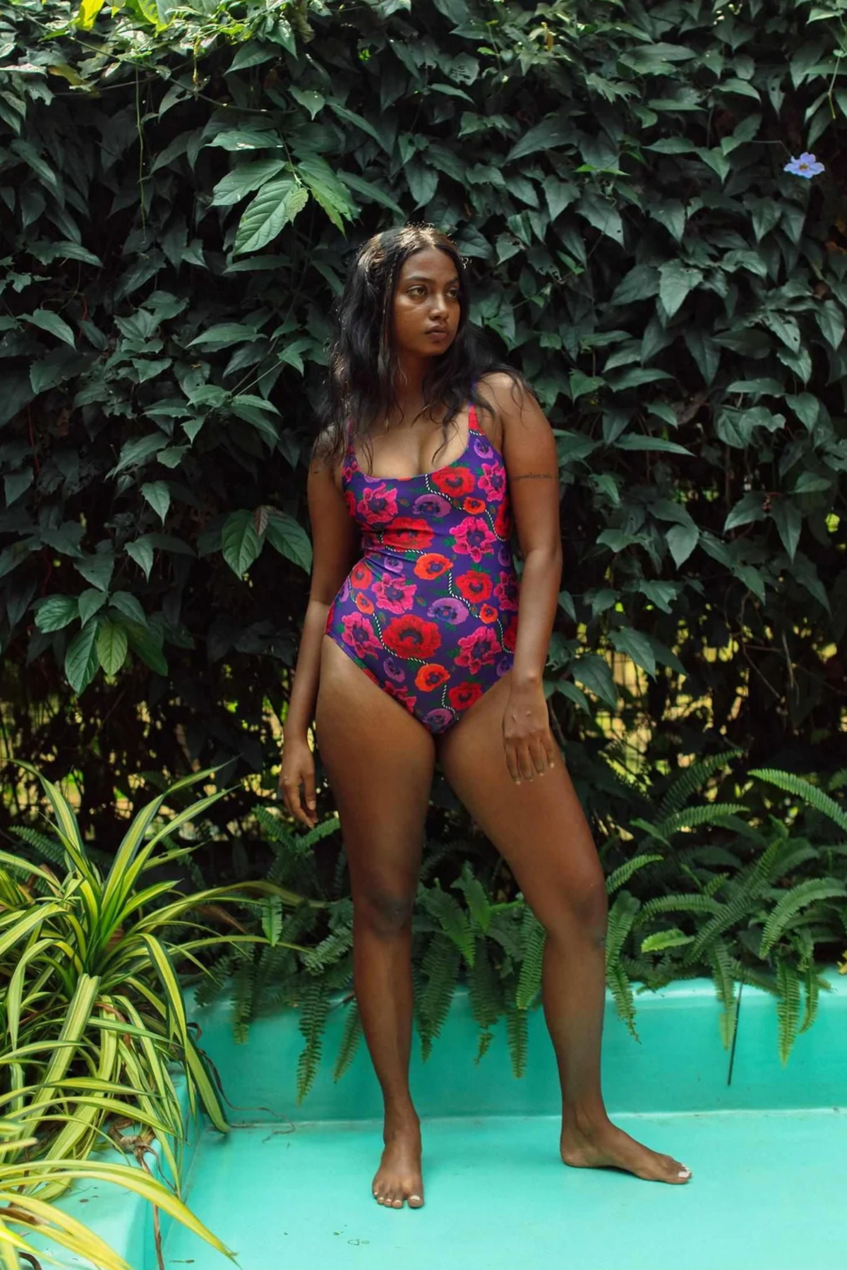 Oriental Poppy One Piece Swimsuit