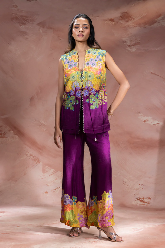 Kaia Embroidered Top with Bootcut Pants
