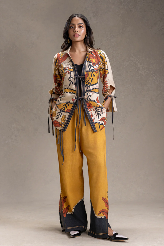 Kyomi Printed Tie-Detail Shirt and Pants