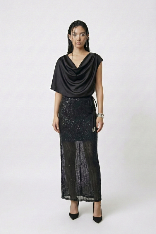 DAPHNE Draped Dress & GENEVA Knit Skirt