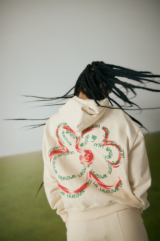 OFF-WHITE OVERSIZED HOODIE IN THE FLORAL SPIRAL PRINT