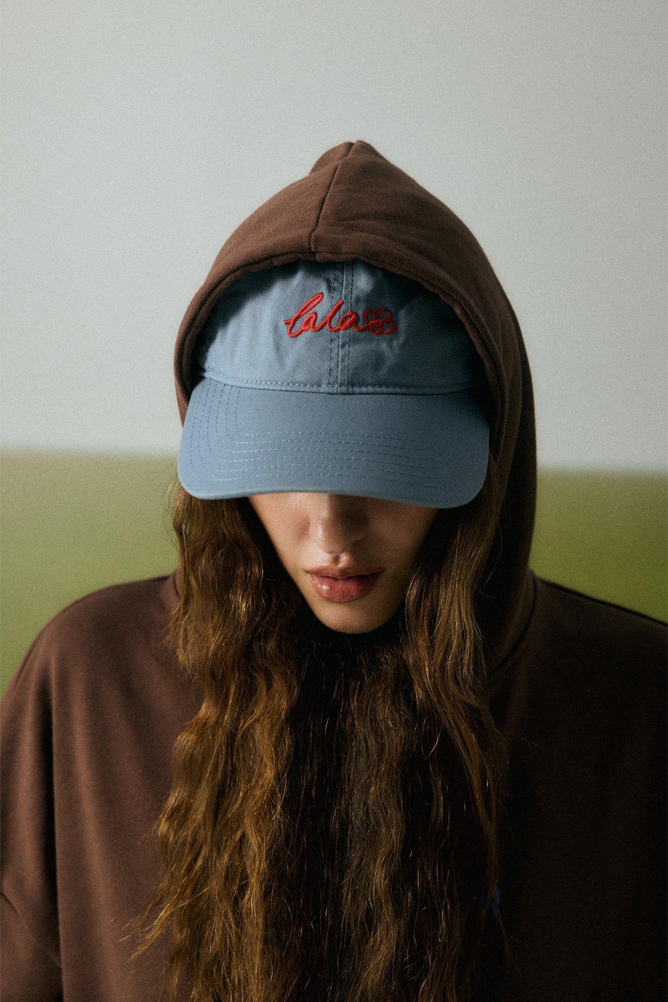 BLUE CAP WITH RED EMBROIDERY