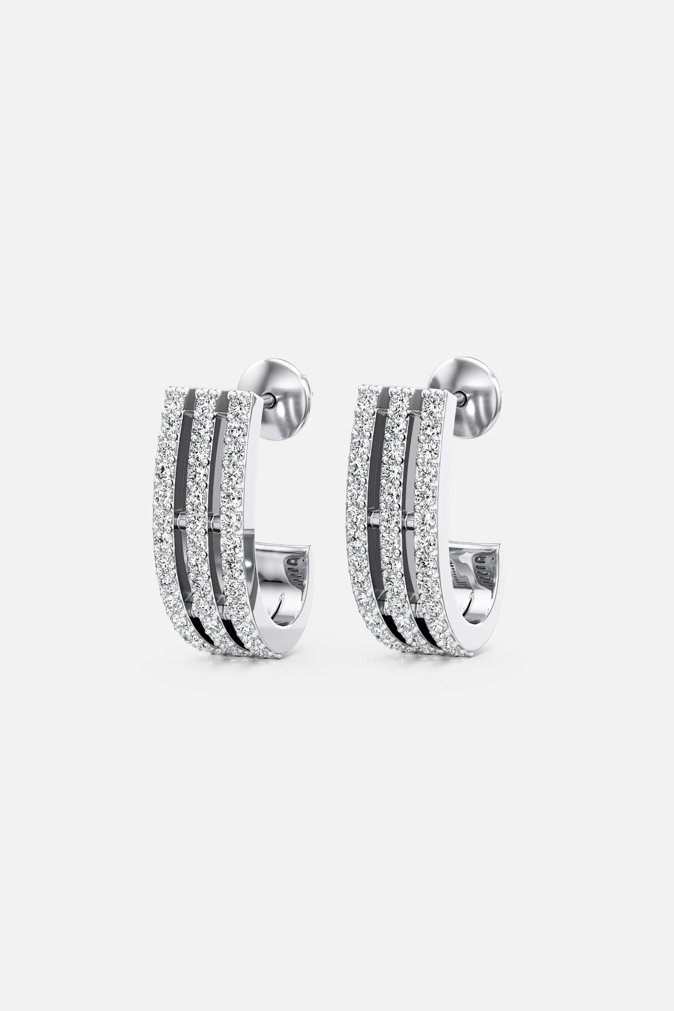 3 Line Pave Earrings