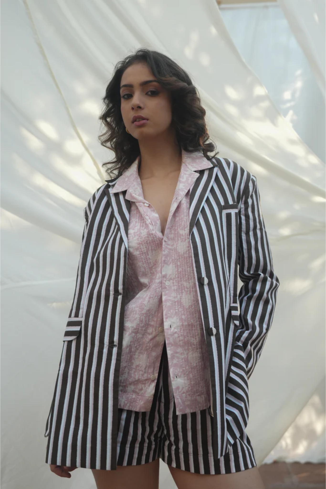 Kiro Cuban Collar Shirt - Blush Pink