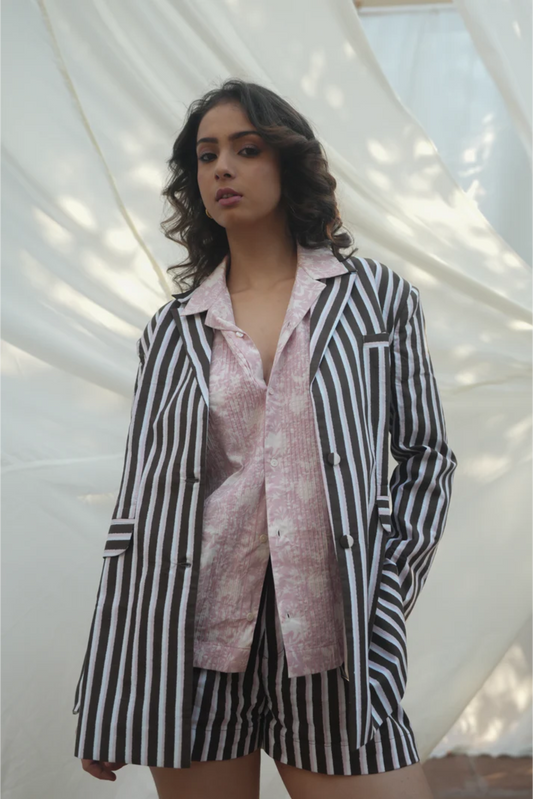 Kiro Cuban Collar Shirt - Blush Pink